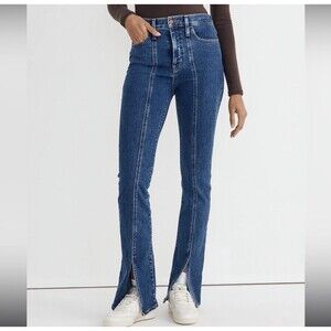 Madewell Roadtripper Jean Seamed Skinny Flare Blue Stretch Slit Hem 29 x 33 Tall